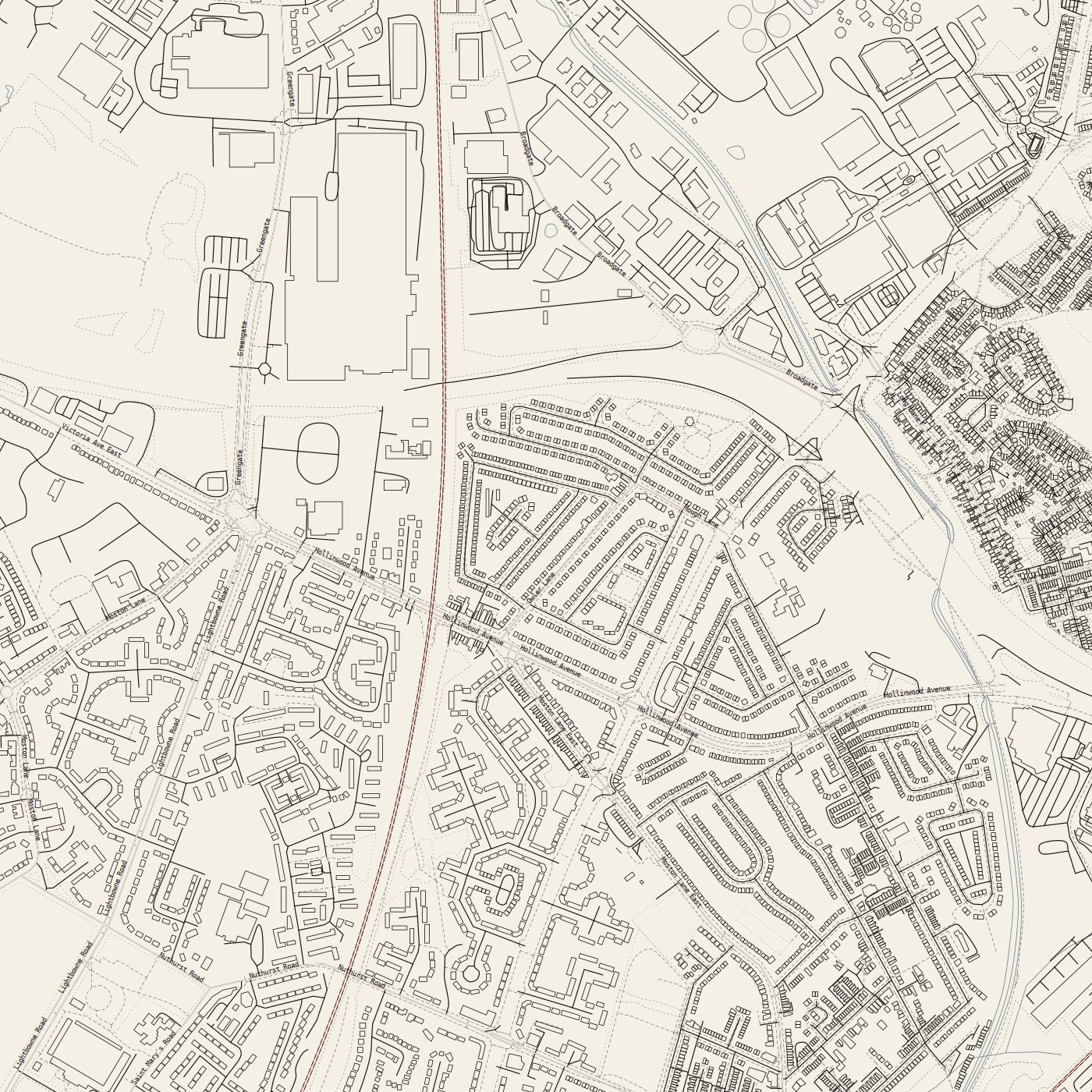 blackcat-draft — vellum ground, technical-drafting ink, hollow roads, labels on  ·  --labels