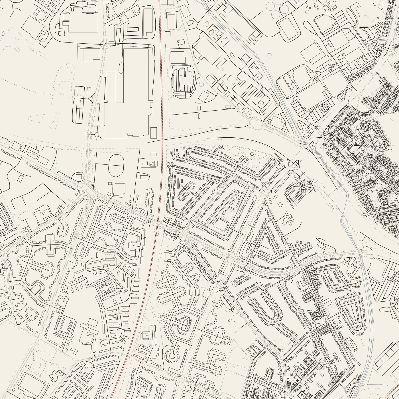 blackcat-draft — vellum ground, technical-drafting ink, hollow roads, labels on  ·  --no-labels